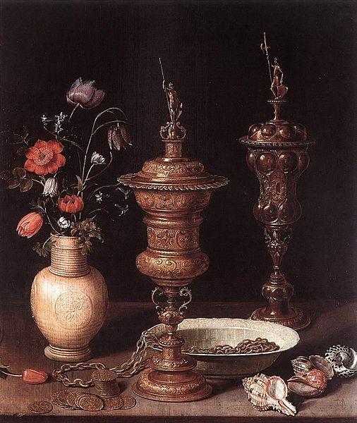 Clara Peeters Still-Life with Flowers and Goblets Norge oil painting art